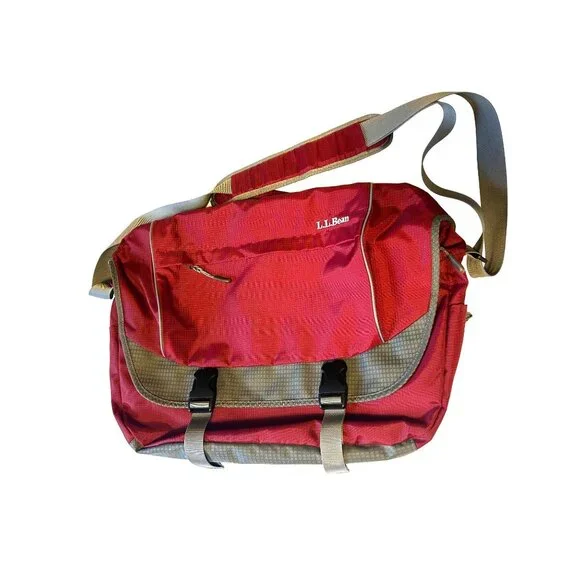 LL Bean Red Shoulder Strap Laptop Computer Messenger 5-Pocket Carry on Bag 18" - Picture 2 of 16